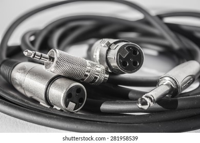 XLR cables and connections details. Poster background.