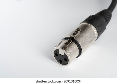 Xlr female audio connector for microphone on white background
