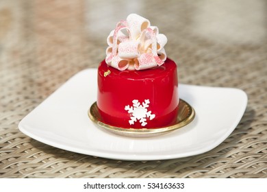 Xmas Box, Strawberry Mousse And Sable Breton On A Dish