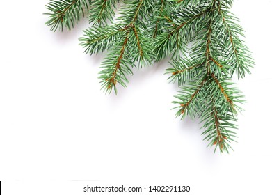 X-mas fir tree branch isolated on white background. Pine branch. Christmas background - Powered by Shutterstock