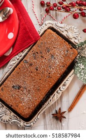 Xmas Fruit  Loaf Cake Top Down View