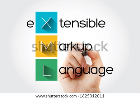 XML - eXtensible Markup Language acronym, technology concept background