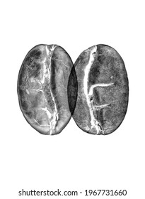 X-ray effect was applied to coffee beans that were inverted colors.
