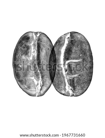 X-ray effect was applied to coffee beans that were inverted colors.