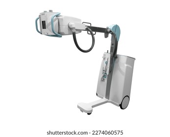 X-ray machine as medical scanner equipment isolated on white background. Mobile x-ray machine isolated. Medical and science equipment.
