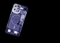 An X-ray Of A Mobile Phone Shows The Internal Parts Of The Device.