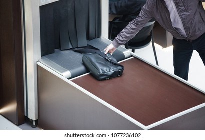 X-ray Scanner And Metal Detector At Business Centre Security Checkpoint.