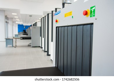 X-ray Scanner And Metal Detector At Security Checkpoint