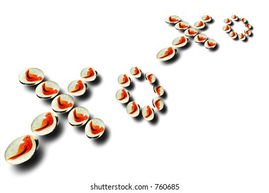 X's and O's stretching from left to right - can represent strategy, romance, teamwork, etc. - Powered by Shutterstock