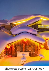 Xuexiang Village is a popular tourist spot for accommodation and meal, located in Xuexiang National Forest Park, Heilongjiang province, China.