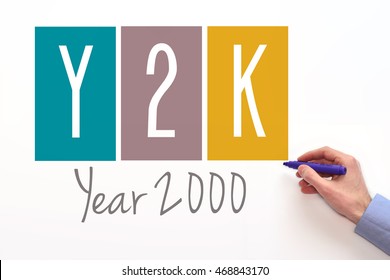 Y2K. Year 2000 Sign On White Background