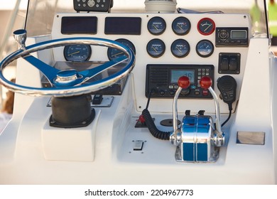 Yacht Dashboard. Nautical Navigation System. Cockpit Instruments. Yachting