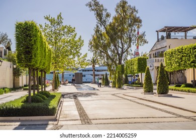 Yacht Marina, Beautiful Mediterranean Landscape In Warm Colors. Montenegro, Kotor Bay, Tivat City. Porto Montenegro Marina View. Go Everywhere