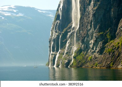 Yacht in Norwegian fjord