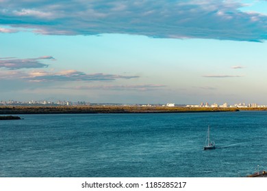 Yacht On The Ussuri River Near The City Of Khabarovsk