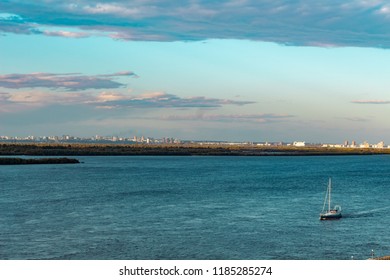 Yacht On The Ussuri River Near The City Of Khabarovsk