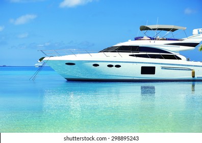 Yacht Parked At Jetty In Baros Maldives