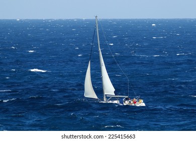 Yacht In Rough Seas, Outside Grand Harbour, Malta