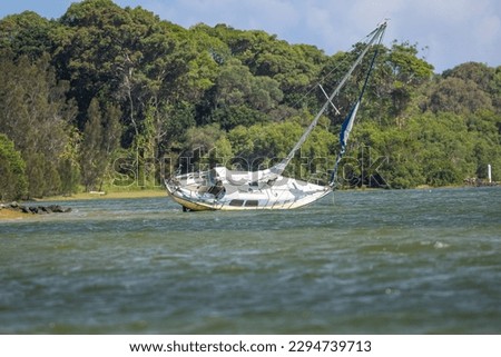 Yacht run aground in a bay
