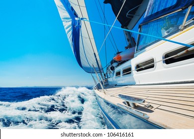 Yacht, Sailing Boat In The Sea