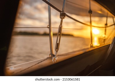 Yacht in the sea during Sunset in the Baltic Sea