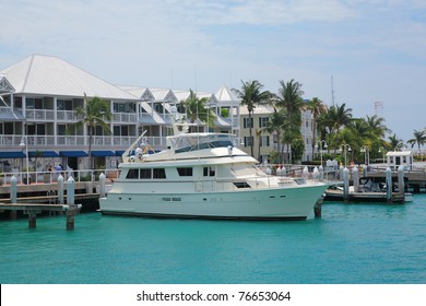 Yacht Ship Park In Pier Of Key West , Florida.