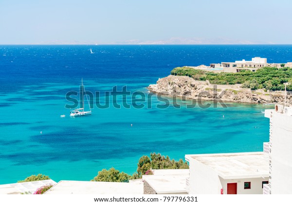 Yacht Sitting Crystal Clear Waters Off Stock Photo Edit Now