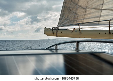 Yachting in Atlantic ocean near Azores islands