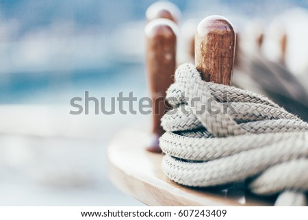 yachting rope on wooden pen