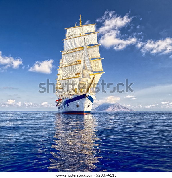 Yachting Sailing Beautiful Sailing Ship Cruises Stock Photo Edit Now