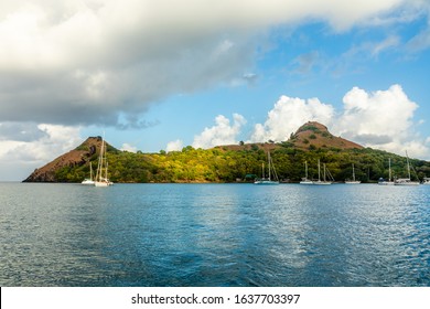 Yachts Anchored At The Pigeon Island, Rodney Bay, Saint Lucia, Caribbean Sea