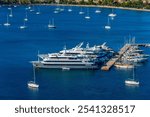 Yachts mooring at the port of Corfu Greece.