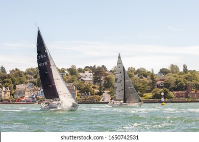 Yachts Sailing On The Solent