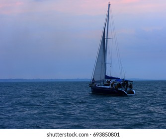 Yachts for sea walks in the open sea of Odessa in the evening of July 12, 2017