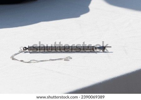 A yad or pointer with a small hand and finger used to assist the Torah reader to follow the Hebrew text during a Jewish prayer service.