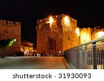 Yafo gate at night. Old city, Jerusalem, Israel