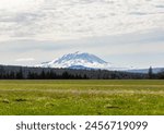 Yakama Nation Reservation, USA - April 21, 2024: Landscape photo of Patho, commonly known as Mt. Adams. Viewpoint near Yakima, Washington.