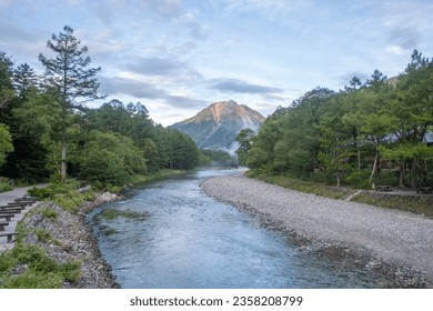 Yake dake mountain in Kamikochi. Famous mountain for trekking and hiking in Matsumoto,Nagano,Japan - Powered by Shutterstock