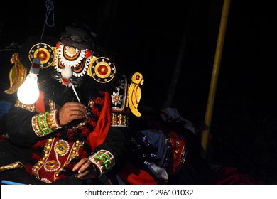 Yakshagana Artist With His Make Up 