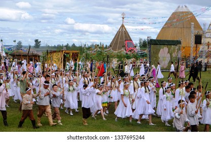 Yakutsk, Russia – June 23rd 2018. A Traditional Yysah Festive Ceremony Of Meeting Summer By Yakut People