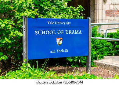 Yale University. School Of Drama Sign And Coat Of Arms. 222 York Street. - New Haven, Connecticut, USA - 2021