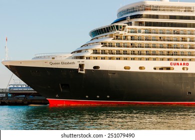 YALTA, UKRAINE - OCTOBER 7: Cunard Liner Queen Elizabeth Arrived In The Seaport City Of Yalta On October 7, 2012 In Yalta, Ukraine.