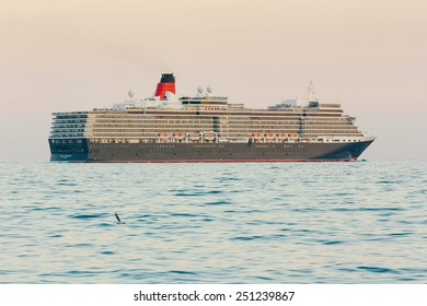 YALTA, UKRAINE - OCTOBER 7: Cunard Liner Queen Elizabeth Arrived In The Seaport City Of Yalta On October 7, 2012 In Yalta, Ukraine.