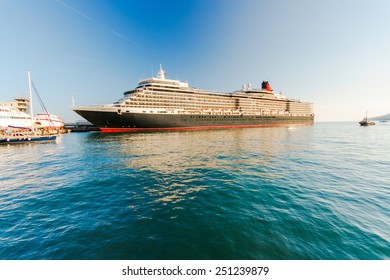 YALTA, UKRAINE - OCTOBER 7: Cunard Liner Queen Elizabeth Arrived In The Seaport City Of Yalta On October 7, 2012 In Yalta, Ukraine.