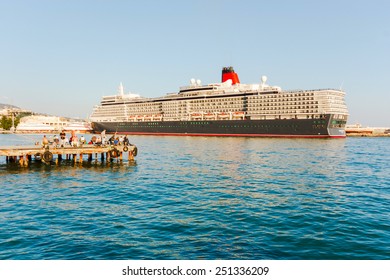 YALTA, UKRAINE - OCTOBER 7: Cunard Liner Queen Elizabeth Arrived In The Seaport City Of Yalta On October 7, 2012 In Yalta, Ukraine.