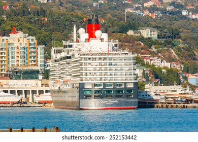 YALTA, UKRAINE - OCTOBER 7. Cunard Liner Queen Elizabeth Arrived In The Seaport City Of Yalta On October 7, 2012 In Yalta, Ukraine.