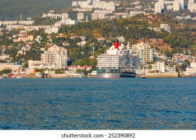 YALTA, UKRAINE - OCTOBER 7. Cunard Liner Queen Elizabeth Arrived In The Seaport City Of Yalta On October 7, 2012 In Yalta, Ukraine.