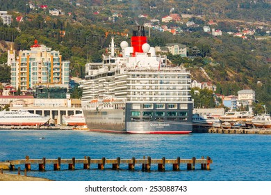 YALTA, UKRAINE - OCTOBER 7. Cunard Liner Queen Elizabeth Arrived In The Seaport City Of Yalta On October 7, 2012 In Yalta, Ukraine.