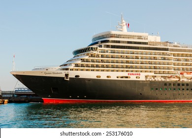 YALTA, UKRAINE - OCTOBER 7: Cunard Liner Queen Elizabeth Arrived In The Seaport City Of Yalta On October 7, 2012 In Yalta, Ukraine.