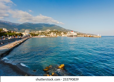 YALTA, UKRAINE - OCTOBER 7: Cunard Liner Queen Elizabeth Arrived In The Seaport City Of Yalta On October 7, 2012 In Yalta, Ukraine.